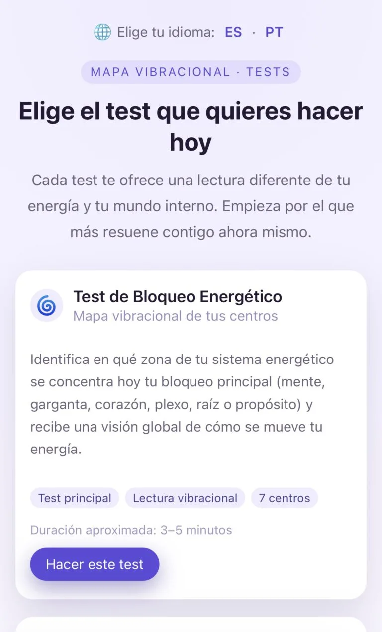 Diseño de la página web de Mapa Vibracional